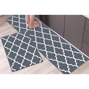 Lot De 2 Tapis D'entr&eacute;e/Cuisine Antid&eacute;rapants &Agrave; Dos En Caoutchouc - 40 X 60 Cm Et 40 X 120 Cm - Neuf
