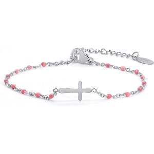 Eryi-Bracelet De Croix Pour Femmes, Bracelet Religieux Réglable En Acier Inoxydable Bracelet De Communion Pour Bijoux De Couple Cadeaux De Confirmation Bracelets De Mode - Neuf