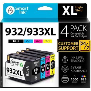 Cartouches d¿Encre Compatibles Alternative pour HP 932xl/933xl 932 933 Pack de 4 (Black Cyan Magenta Jaune) avec Système de Puce Avancée pour Officejet 6600 6100 6700 7110 7610 7612 - Neuf