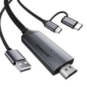 TIANYI-C&acirc;ble USB C vers HDMI 2 en 1 Micro USB sur C&acirc;ble HDMI, 1080P 60hz pour Tous les T&eacute;l&eacute;phones Android/Tablets/USB C iPad &agrave; la T&eacute;l&eacute;vision/Projecteur - Neuf