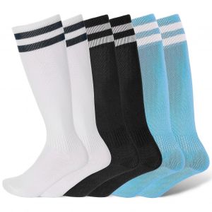 3 Paires De Chaussettes De Football Pour Enfants, Chaussettes Antid&eacute;rapantes Avec Bas De Serviette, Chaussettes De Football Longues Et Respirantes Pour Le Rugby, Le Hockey, La Course Ou L'entra&icirc;nement Pour Les Enfants &Acirc;g&eacute;s De 5 &Agrave; 12 Ans - Neuf