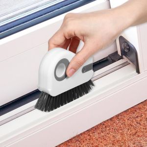 Brosse De Nettoyage De Rainure De Fenêtre,Brosses De Nettoyage De Cuisine Avec Pelle À Poussière Cannelée,Outils De Nettoyage Pour Espaces De Fenêtre,Porte Coulissante Et Climatiseur À Volet - Neuf