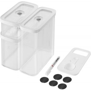 Letnerny-Fresh & Save Cube Set, Taille M, Ensemble De Rangement De 5 Pièces Comprenant 2x Boîtes De Conservation Cube M, Cuillère Doseuse, Étiquettes Nfc, Transparent-Blanc - Neuf