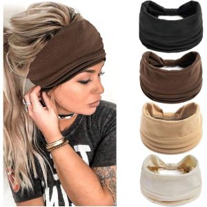 Lot De 4 Bandeaux Larges Pour Femme-Élastiques Tendance Antidérapants-Pour Le Yoga,La Course,La Gym,Le Sport-Absorbe La Transpiration - Neuf