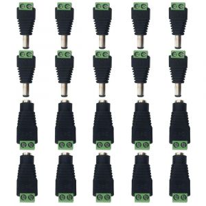 10 Paires de 5.5 mm x 2.1 mm DC connecteur d'alimentation mâle et Femelle de 12 V Adaptateurs Prise pour caméra de vidéosurveillance Système de sécurité lumière LED - Neuf