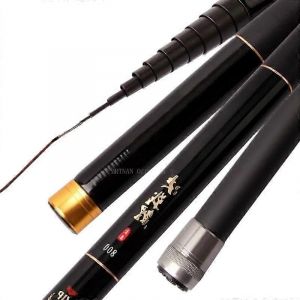 Canne A Peche Telescopique Ultra-Legere Et Longue En Fibre De Carbone, 8 M/9 M/10 M/11 M/12 M/13 M, Pour Ruisseau, Noire, 12 M - Neuf