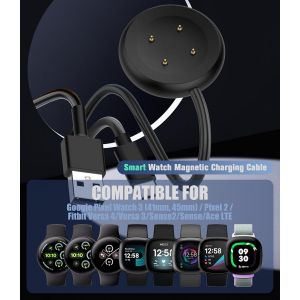 TZF-Câble USB A de 1 m + câble USB-C de 1 m compatible avec Google Pixel Watch 3 (41mm, 45mm) / Pixel 2 / Fitbit ace LTE Câble de charge, Chargeur magnétique résistant à l'usure - Noir - Neuf