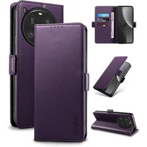 KALANKA-Coque pour Xiaomi 15 Ultra - [Blocage RFID] Housse &Eacute;tuis de Protection PU Luxe [Magn&eacute;tique] [Fente Carte] [Stand] Portefeuille Flip Case,[Violet] - Neuf
