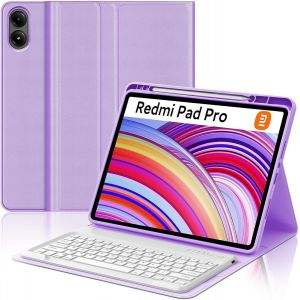Clavier Pour Redmi Pad Pro 12.1'' 2024/Xiaomi Pad Poco 12.1'' 2024,Clavier Azerty Sans Fil Bluetooth, Housse Multiposition Fonction Ranger Stylet, Violet[Z176] - Neuf
