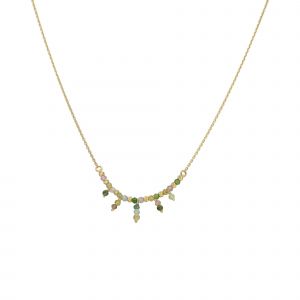 Collier Argent Dor&eacute; Pierre Fine Tourmaline - Neuf