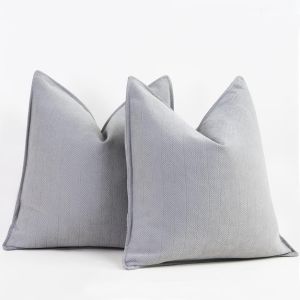 Cauc-Lot De 2 Housses De Coussin 40x40 Gris En Chenille U2013 &Eacute;l&eacute;gantes, Douces Et Luxueuses Pour Canap&eacute;, Lit Et D&eacute;coration De La Maison - Neuf