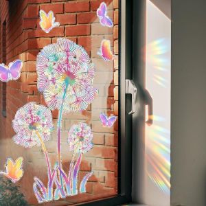 ERYI-Pissenlit Suncatcher Sticker Fenetre Autocollants Anti Collision Oiseaux Stickers Anti-Collision Oiseaux Fenêtre Autocollant Fenetre Arc En Ciel Prévenir Que Oiseaux Ne Se Cognent Dans Vos Fenêt - Neuf
