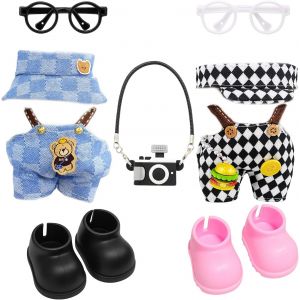 7 pi&egrave;ces de v&ecirc;tements pour jeu de poup&eacute;e cr&eacute;atif2 v&ecirc;tements2 lunettes2 chaussures et 1 appareil photov&ecirc;tements pour poup&eacute;es en peluchepossibilit&eacute;s de style polyvalentesid&eacute;al pour les - Neuf