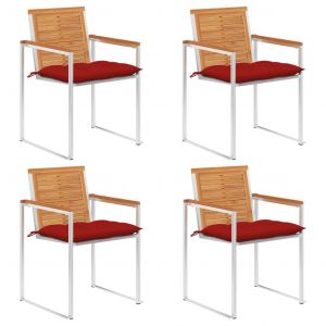 Prolenta Premium - Chaises De Jardin Lot De 4 Avec Coussins Bois D'acacia Massif - Neuf