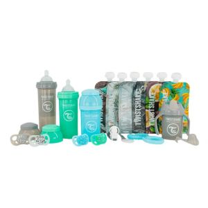 Twistshake Biberon Pack Eco Anti-Colique Bleu/ Vert/ Gris +2m 260ml Lot De 3 - Neuf