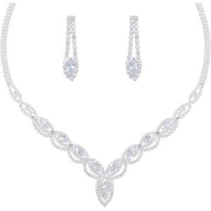 Parure Bijoux Femme Mariage Nuptiale Ensemble De Boucles D'oreilles Collier Mariage De Strass Ensemble De Bijoux Mariage Femme De Bal De Fête Pour Fille - Neuf