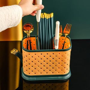 Chenquansarl-Support De Séchage Pour Couverts De Comptoir - Égouttoir À Couverts - Fourchette Séparée - Baguettes - Rangement Pour Ustensiles De Cuisine (Jaune) - Neuf