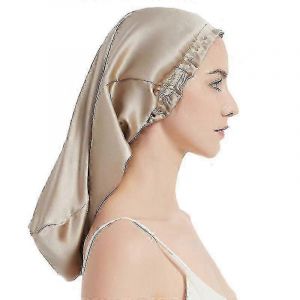 100 % chapeau de nuit en soie de mûrier pour cheveux longs,chapeau de sommeil long en soie (apircot)-Bon - Neuf