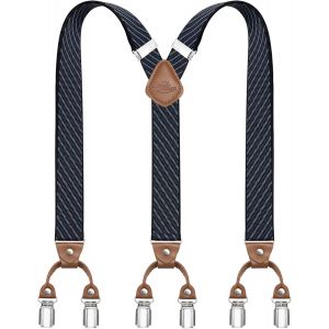 Cauc-Bretelles Pour Hommes Avec 6 Pinces M&eacute;talliques En Y Ajustables Bretelles Pour Pantalons Bretelles &Eacute;lastiques Robustes Pour Hommes - Neuf