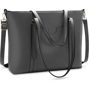 KALANKA-Sac Cabas Femmes Grande Capacit&eacute; PU Cuir Sac de Cours Portable Sac a Main pour Les Cours Imperm&eacute;able Sac Fourre Tout Fille pour 15.6 Pouces Sac Epaule Bandouli&egrave;re Affaires Noir - Neuf