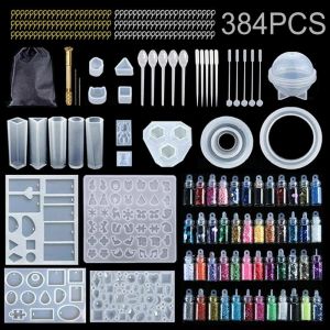 Lot De 384 Moules En R&eacute;sine De Coul&eacute;e En Silicone &Eacute;poxy Pour La Fabrication De Bijoux, Pendentifs, Boucles D'oreilles, D&eacute;coration, Porte-Bijoux Diy Avec Diff&eacute;rentes Formes - Neuf
