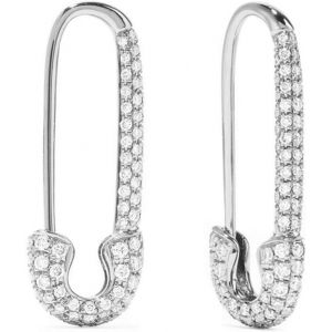 Kal-Boucles D'oreilles Créoles En Forme D¿Épingle À Nourrice En Argent Sterling Avec Zircones Cubiques Délicates Et Hypoallergéniques - Cristal Swarovski, Pour Femme Et Fille - 20 Mm - Neuf