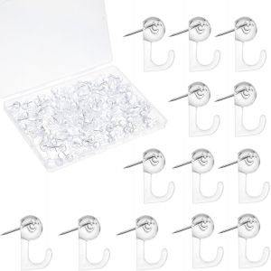 ChenQuanSarl-Lot De 100 Épingles Murales Pour Accrocher, Puna s Transparentes Pour Suspension Murale, Crochets Pour Tableau En Liège, Tableau D'Affichage, Carte, Calendrier, Épingles Murales Pour - Neuf