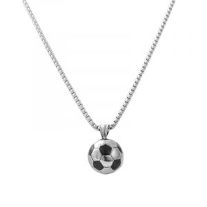 Collier De Football En Acier Inoxydable, Collier &Agrave; Breloques De Football, Collier De Cha&icirc;ne De Sport, Cadeaux De Football Pour Enfants, Bijoux Unisexes Avec Cha&icirc;ne - Neuf