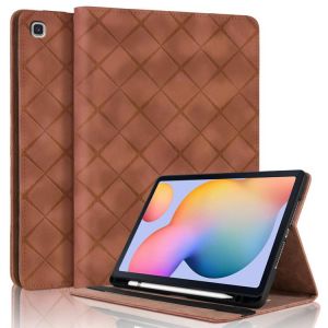 &Eacute;tui en cuir intelligent &agrave; motif rhombique pour Samsung Galaxy Tab S6 Lite 2024, Marron - Neuf