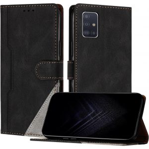KAL-&Eacute;tui Pour Samsung Galaxy A71 5G, Housse En Cuir Pu Avec [Protection Antichoc Tpu] [Fonction Support] [Porte-Cartes ] Antichoc Magn&eacute;tique Coque Pour Galaxy A71 5G - Noir - Neuf