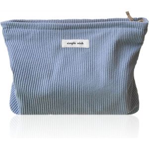 KALANKA-Trousse de Toilette Femme, Trousse Maquillage Femme, Voyage Accessoires Sac Cosmétique en Velours Côtelé pour L'école, Les Voyages, Le Shopping (Bleu) - Neuf