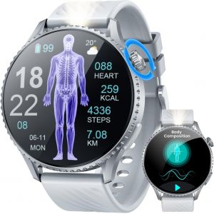 Montre Connectée Homme Ecg Smartwatch: Montre Intelligente Homme Amoled De 1.56" Moniteur De ¿¿¿¿É¿¿¿ Hrv Appel Bluetooth Led Lampe De Poche Étanche Fitness Tracker Sport Watch Pour Android Ios - Neuf
