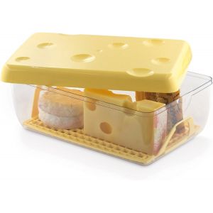 Subzonal-Boîte À Fromage, 3 Lt, Conteneur Transparent Et Couvercle Jaune, Grille Détachable, Dimensions 26 X 17 X 10, Made In Italy - Neuf