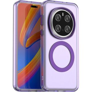 KAL-Coque Pour Honor Magic 7 Pro 5G, Compatible Avec La Charge Magn&eacute;tique, Tr&egrave;s Mince Mat Translucide Rigide Pc Housse, Antichoc Tpu Bumper Doux Silicone &Eacute;tui (Violet) - Neuf