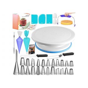 Kit De D&eacute;coration De G&acirc;teaux 64 Pi&egrave;ces Avec Plateau Tournant Et Outils - Neuf