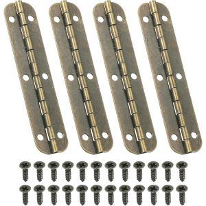 Mini Charni&egrave;re de Piano 65 x 15mm, 4 Pcs Mini Charni&egrave;res de Bo&icirc;te &agrave; Bijoux &agrave; 180 Degr&eacute;s avec Vis pour Bo&icirc;tes &agrave; Bijoux en Bois, Brun - Neuf