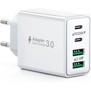 Thef-Chargeur Usb C, 40w 4 Port Prise Chargeur Rapide Usb C, Multiple Secteur Double Pd+Qc 3.1a Type C Adaptateur Pour Iphone 16 15 14 13 12 11 Pro Max X Xs Xr 8 7 6s Plus Mini Se, Ipad, Samsung Gala - Neuf