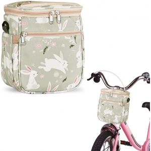 Kal-Sacoche De Vélo En Toile Imperméable, Panier De Vélo Pour Enfants Sacoche De Guidon Pour Vélo Pour Garçons Et Filles, Sac De Vélo Pour Tout-Petits, Scooter, Tricycle, Vélo (Vert) - Neuf