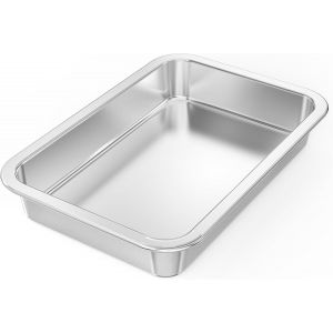 Onlyfire Plaque &Agrave; R&ocirc;tir En Acier Inoxydable, Plat &Agrave; Four Rectangulaire, 31,5x21,5x4,8cm, Plat &Agrave; R&ocirc;tir Pour G&acirc;teaux, Pizzas, Barbecue, Poulet R&ocirc;ti, Plateau Et Grille - Neuf