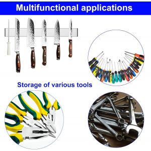 Mevronisshop-40cm Porte Couteaux Aimant&eacute;, Magn&eacute;tique Pour Couteaux En Acier Inoxydable, Porte-Couteau Magn&eacute;tique Pouvant &Ecirc;tre Install&eacute; Sans Per&ccedil;age, Pour Couteaux De Cuisine, Couteaux &Agrave; Fruits, Cisea - Neuf