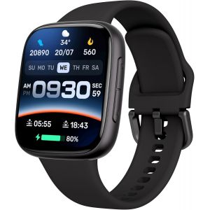 Montre Connect&eacute;e Homme Femme, &Eacute;cran Amoled Ultra-Clair, &Eacute;tanche 3Atm Natation, Appels Bluetooth, Suivi Cardio/Sommeil/100 Sports, Compatible T&eacute;l&eacute;phones Android Et Ios, Noir - Neuf