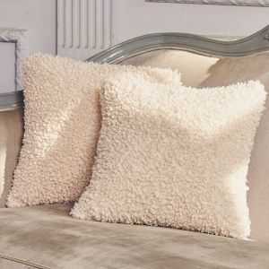 Ensemble De 2 Alpaga En Peluche Housses De Coussin 45 X 45 Cm (Blanc) - Fausse Fourrure De Luxe Decoratif Jeter Les Taies D'oreiller - Decoration De La Maison Pour Canape, Salle De Sejour, Chambre A Coucher - Neuf