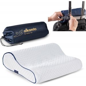 Ulteronixshop-Oreiller de Voyage Ergonomique en Mousse &agrave; m&eacute;moire de Forme avec Coussin thermor&eacute;gulateur - Sac de Transport &eacute;tanche Inclus - Neuf