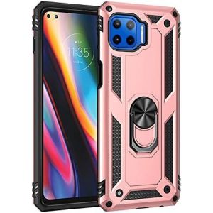Kal-Coque Motorola Moto G 5g Plus/One 5g, Etui Housse Moto G 5g Plus/One 5g + Protecteur D'écran, Antichoc [Tough Armor] Heavy Duty Shock Proof Protective Housse Avec Anneau Support,Roseor - Neuf