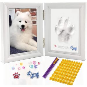 Meimie-Lot De Cadres Photo 3d En Bois Pour Empreintes De Pattes De Chien Et Chat - Pour Chiens Ou Chats - Cadre Photo Souvenir Pour Chien Et Chat - Noir - 22,9 X 15,2 X 3,4 Cm (L X H X D) (White) - Neuf