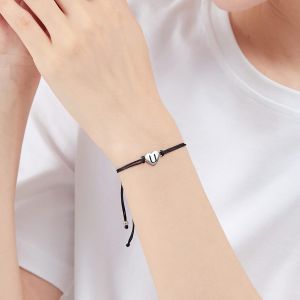 Kalanka-Liquidation Totale, Bracelet Lettre Pour Femme Avec Coeur En Argent 925, Bracelet Cordon Tress&eacute; Fait &Agrave; La Main Avec Breloque Initiale, Bijoux Alphabet Personnalis&eacute;s R&eacute;glable - Neuf