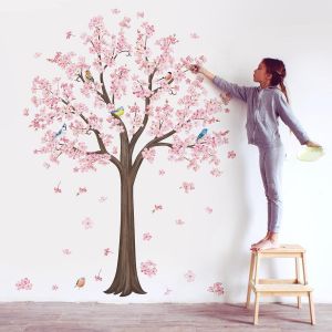 ERYI-Stickers Muraux Grand Arbre Fleur De Cerisier Autocollant Mural Floral Branche Oiseaux Décoration Murale Salon Chambre De Fille Bébé Pépinière (H:170Cm/66.92Inches) - Neuf