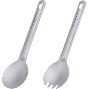 Checarzhn--No1-Ti1036 + 37t Ensemble De Couverts Réutilisables En Titane Avec Cuillère Et Fourchette - Neuf