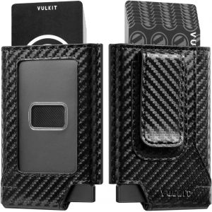 TRAHOO-Portefeuille pour Hommes Porte-Cartes Minimaliste Pop Up Portefeuille en Cuir Fin &Eacute;tui de Blocage RFID avec Pince &agrave; Billets (CF-Noir) - Neuf