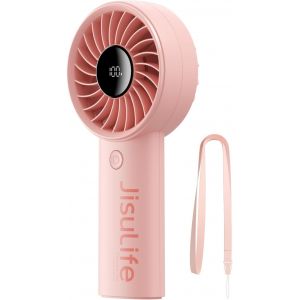 Mini ventilateur portable 5000 mAh avec vent puissant, mini ventilateur rechargeable par USB avec affichage num&iquest;&iquest;rique, 5 vitesses de vent, id&iquest;&iquest;al pour les voyages, l'&iquest;&iquest;cole, les cils - Rose - Neuf